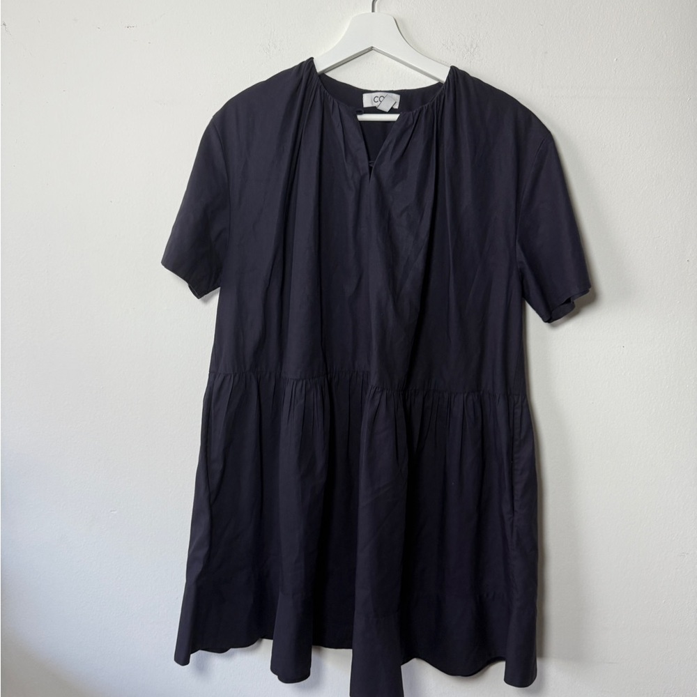 COS Women's cotton Navy Blue Puff  Dress - 4
